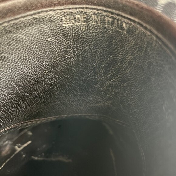 COACH PRE-OWNED CLAUDE #A0400 CHESTNUT BROWN LEATHER MULE SLIDE BOOT HIGH HEEL 7 - Picture 9 of 9